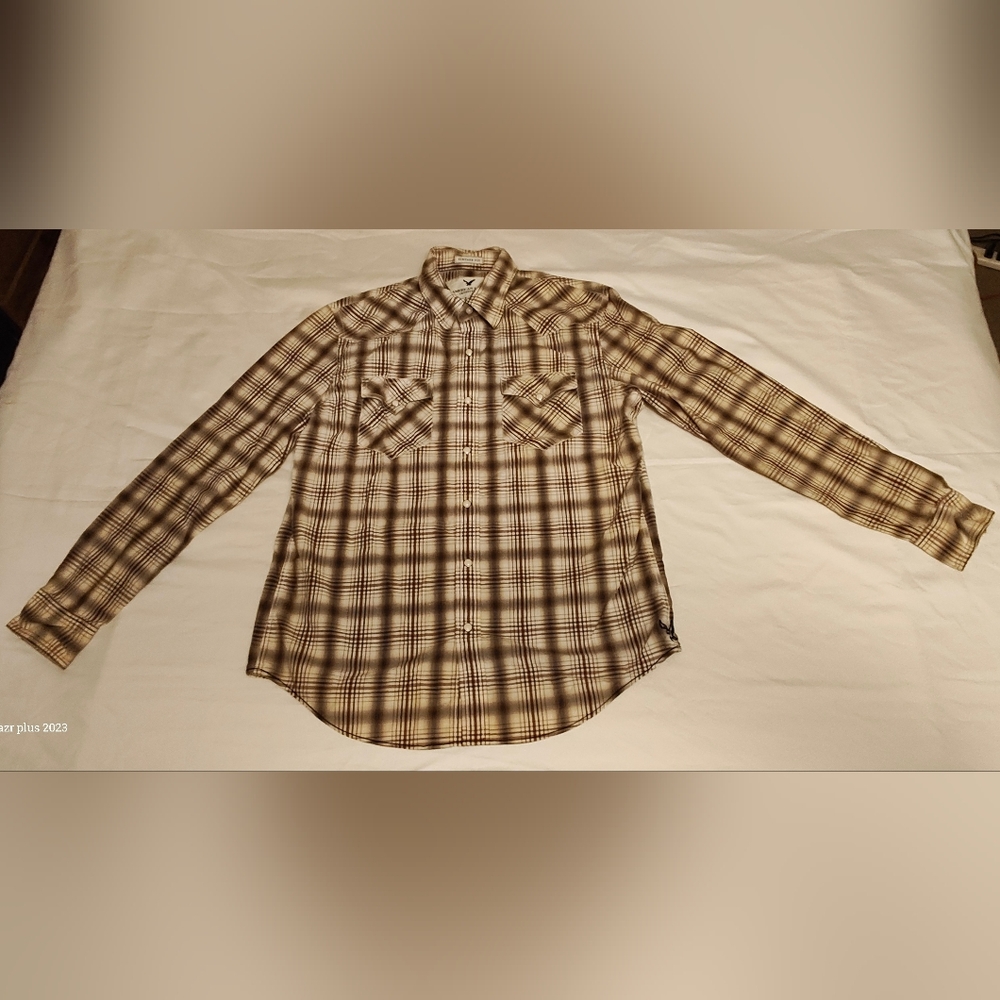 American Eagle Outfitters Plaid Pearl Snap Button-Down Men's Size Large LS Shirt